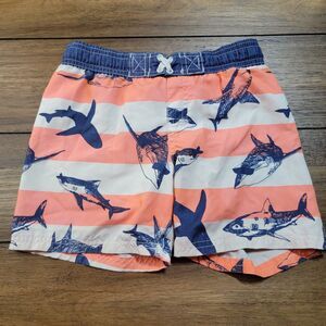 Xtreme Infant Swim Trunks Orange White Stripes w/ Sharks - Size 24 M
